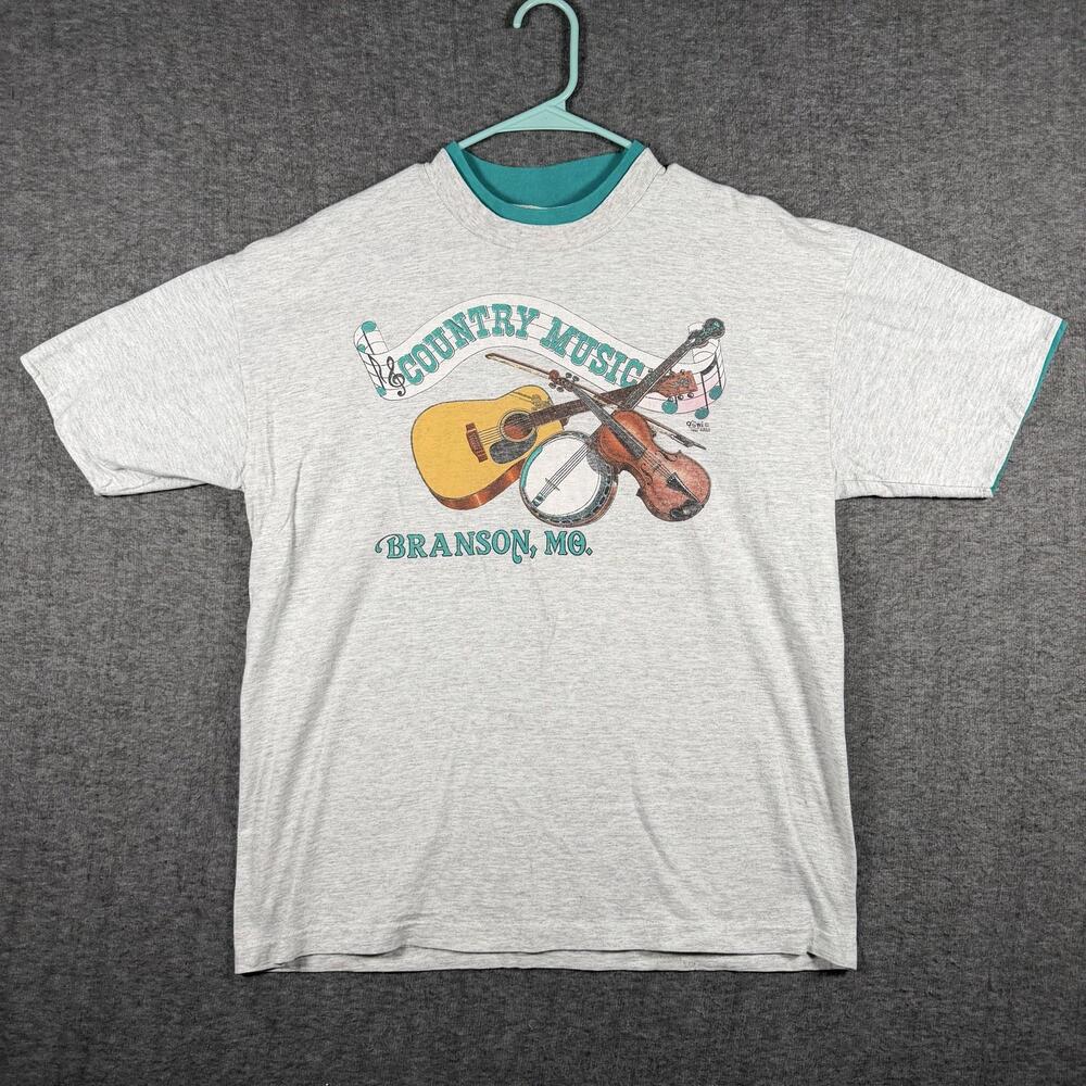 Vintage 1992 Branson MO Country Music T Shirt Large USA Guitar Banjo Violin